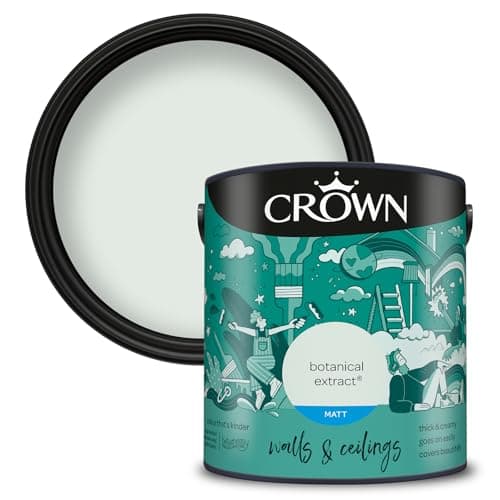 Image of Crown Botanical Extract - Matt Emulsion Paint - Water Based, Quick Dry - Light Green Paint for Walls & Ceilings - 2.5L