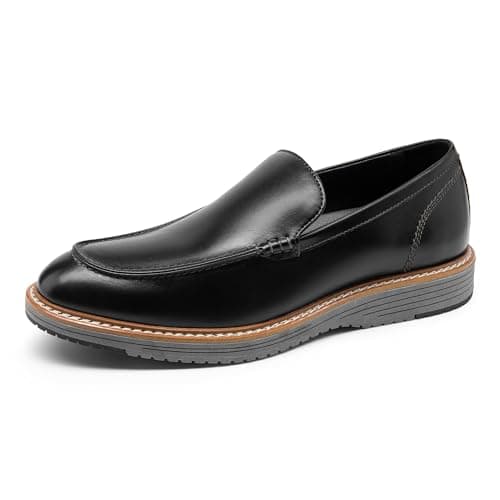 Image of Bruno Marc Men's Dress Slip-on Classic Loafers Comfort Leather Formal Shoes Walking Shoes, Office Driving Shoes,Size 9.5,Black/Grey,BMUMLS2503