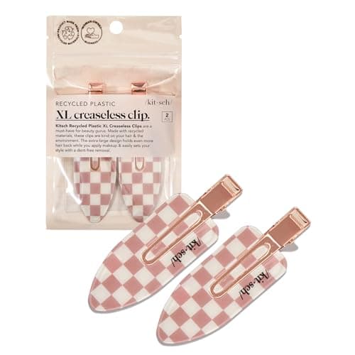 Image of Kitsch Creaseless Hair Clips for Women - No Crease, No Bend Hair Clips for Styling, Bangs, Makeup Application, Face Wash - Recycled Acrylic - Checkered Terracotta Print | Ideal Gifts for Women, 2pcs