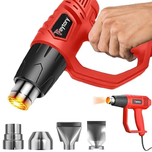 Image of 2000W Professional Heat Gun Dual Temp, Mini Handheld Hot Air Gun with 4 Nozzles, 300℃ & 600℃ Variable Temperature Control, Electric Heats Guns for Paint Stripping, Shrinking PVC, DIY Crafts, Red