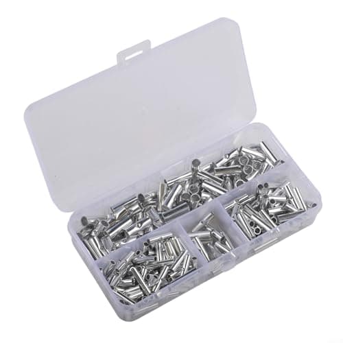 Image of 200 Pcs Non-Insulated Butt Connectors| For Tin-Plated Copper Crimp Terminals for 22-10 AWG Wire| 600V Electrical Cable Splices for Automotive| Marine| DIY Projects