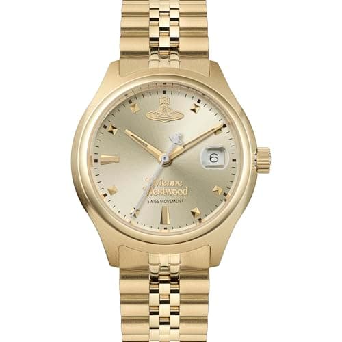 Image of Vivienne Westwood Little Camberwell 29mm Ladies Quartz Watch with Champagne Sunray Dial and Gold Stainless Steel Case and Bracelet