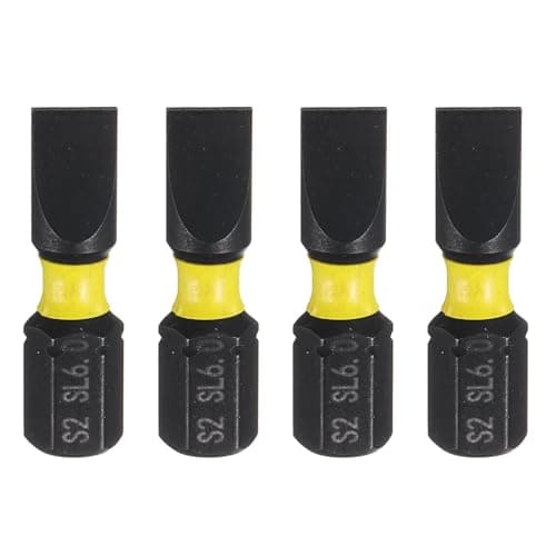 Image of sourcing map 4pcs SL6 Slotted Screwdriver Bit 1/4" Hex Shank 25mm/1" Length Magnetic Flat Head Hex Bits S2 Steel Screw Driver Bit Industrial Grade Electric Drill Bits