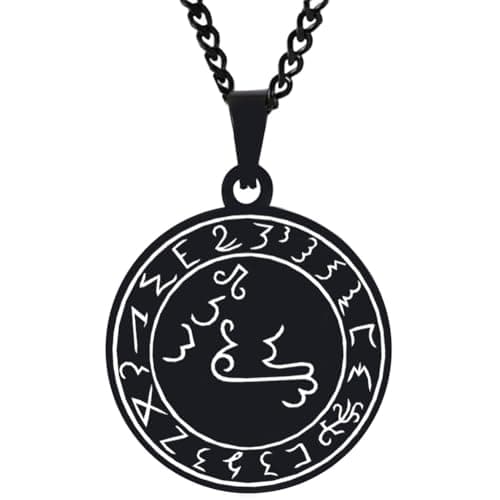 Image of Kossmee Engraved Silver Stainless Steel Pendant Necklace Chain Grimorium Verum True Grimoire Lucifer Handmade