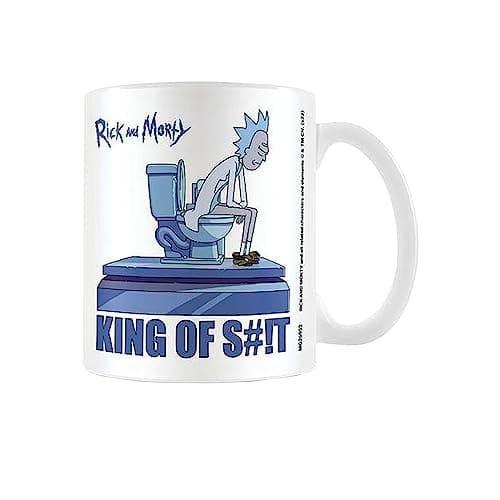 Image of Pyramid International Rick and Morty (King of Shit) Mug - 10Oz / 315Ml Ceramic Mug - One Size, White with Blue Elements
