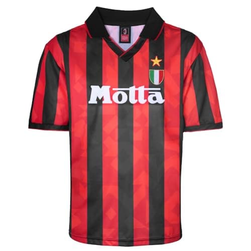 Image of Score Draw AC Milan 1994 Retro Football Shirt Red/Black XS Polyester
