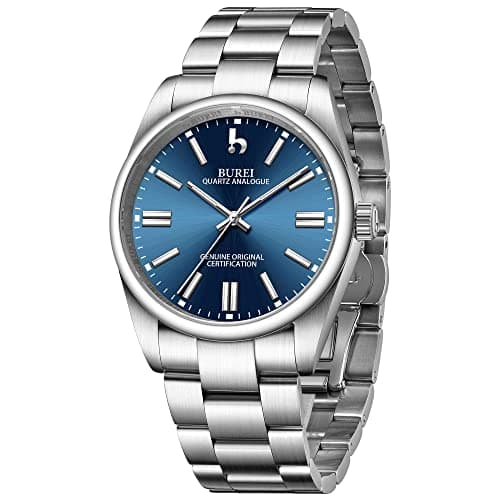Image of BUREI Men's Stainless Steel Fashion Watch Japan Movement Quartz Wristwatches for Men 42mm Luxury Classic Watch