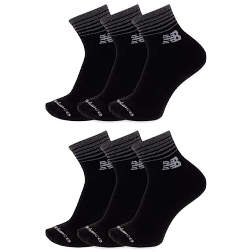 Image of New Balance Unisex-Adult's Men's and Women's Performance Cushioned Ankle Socks-6 Pairs-Moisture Wicking, Black, Large