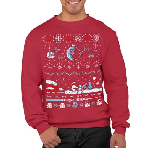 Image of Graphic Impact Inspired Space War Theme Galaxy Spray Ugly Xmas Jumper Xmas Sweatshirt Adults Unisex Sweater Christmas Jumper (XLarge, Red)