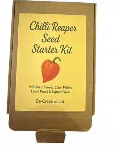 Image of Carolina Reaper Chilli Seed Starter Kit – Grow Your Own Super Hot Chillies | Growing Gift Set with 20 Seeds, Soil Pellets, Plant Label, Pencil & Support Wire | Gift for Gardeners by Be-Creative Ltd