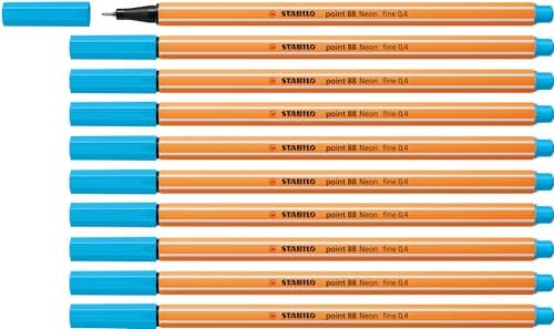 Image of STABILO point 88 - Fineliner - Pack of 10 - Neon Blue