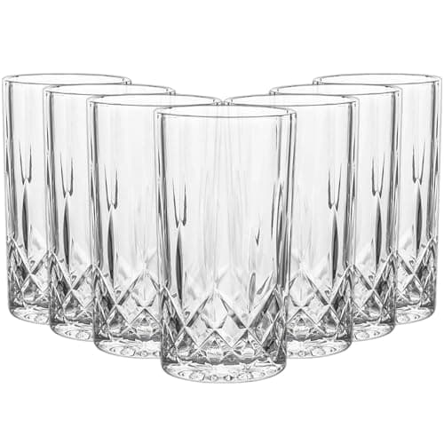 Image of GBACHOOSE Set of 12 Highball Tall Drink Glasses, 300ml Crystal Glass Highball Glasses, Clear Hi Ball Tumbler Glass Perfect for Water, Cocktails, Juice