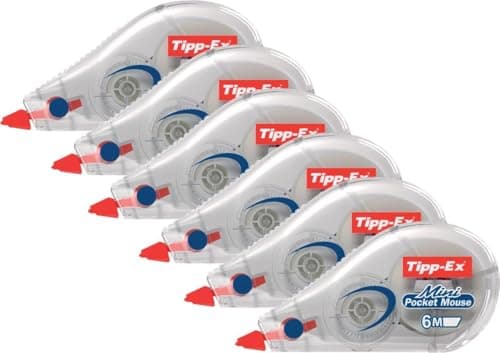 Image of Bic Tipp-Ex Mini Pocket Mouse Correction Tape Roller White 5mm x 6m – Pack of 6