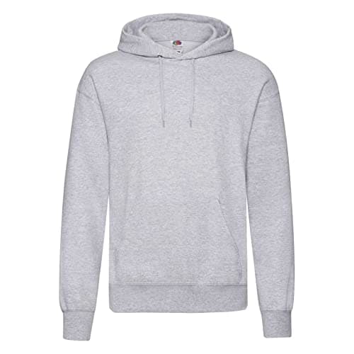 Image of FRUIT OF THE LOOM Men's Classic Hooded Sweatshirt, Heather Grey, M UK