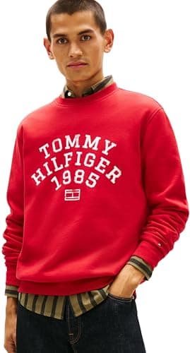 Image of Tommy Hilfiger Men HILFIGER ARCH SWEATSHIRT MW0MW41426 Pullover Sweatshirt, RED, XL