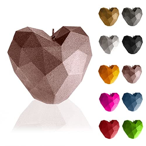 Image of Candellana Candle Heart Low Poly | Height: 8 cm | Gold Pink | Handmade in The EU, 7.8 x 8 x 9 cm