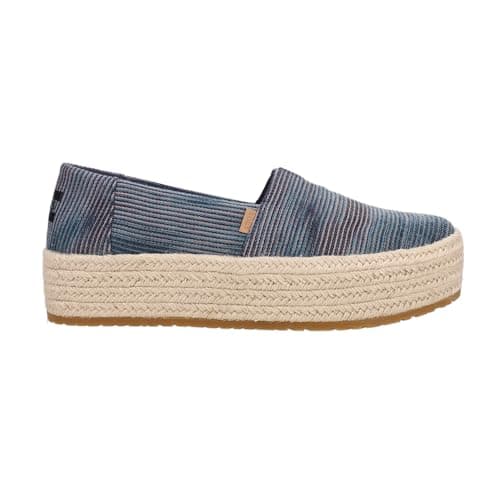 Image of TOMS Women's Valencia Espadrille Loafer Flat, Navy Novelty Denim, 6 UK