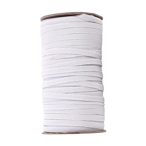 Image of Uskerb White Flat Elastic 6mm x 10m - Premium Quarter Inch 8 Cord Elastic for Sewing and Crafts