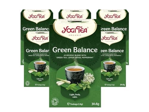 Image of Yogi Tea, Green Balance, Organic Herbal Tea, Blend of Green Tea, Lemongrass and Peppermint, 6 Packs x 17 Tea Bags (102 Teabags Total)