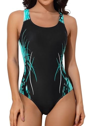 Image of Charmo Women's Swimming Costume Sports One Piece Swimsuit Padded Exercise Swimwear
