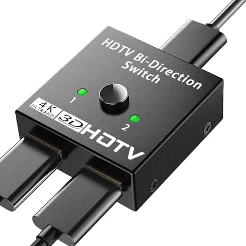 Image of Avigers HDMI Switch 2 In 1 Out, 4K@60Hz, (ONLY 1 Monitor) 2-hdmi Port Switcher Supports HDR, 1080p/3D for Laptops, PC, TV stick, Xbox Series, PS5/4, Projector, Monitor, More (CABLE NOT INCLUDE)