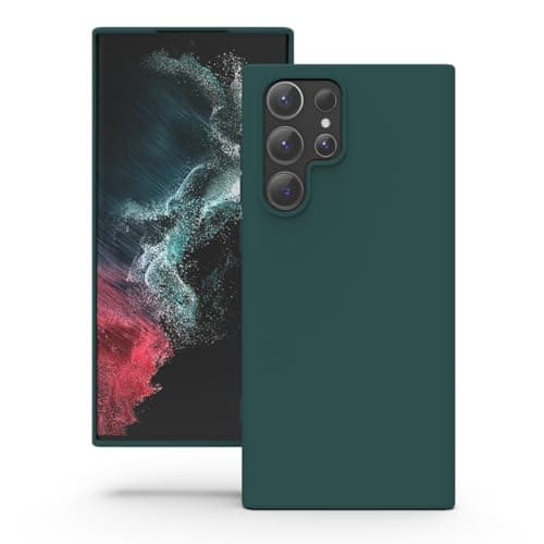 Image of YATWIN Silicone Case for Samsung Galaxy S22 Ultra, Soft-Touch, Shockproof, DustProof, Antiskid Full Body Armour Phone Cover for Samsung Galaxy S22 Ultra - Dark Green
