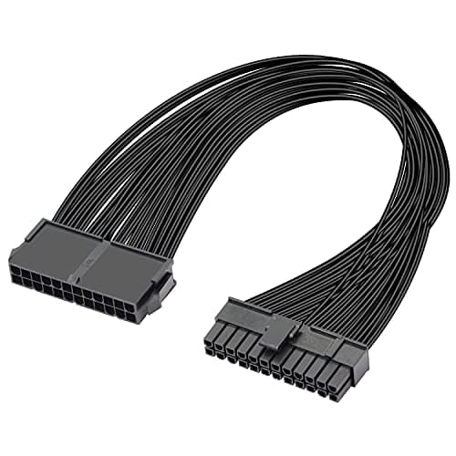 Image of GELRHONR 24Pin PSU Extension Cable,Motherboard ATX PSU 24 Pin (20+4) Male to Female Extension Cable-1Ft