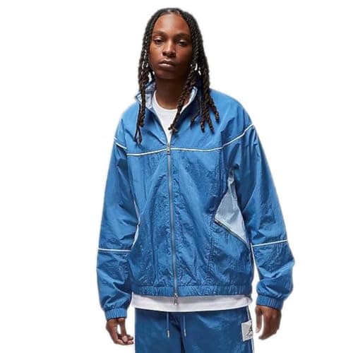 Image of Jumpman Essentials Warm-Up Jacket Men Size Small to XX-Large Color True Blue, Ice Blue, and Sail, True Blue, Ice Blue, Sail, L