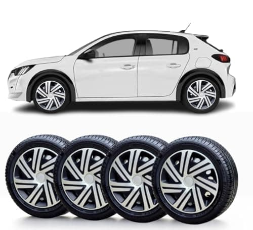 Image of SOLIP 15" wheel trims, Hubcaps, Set of 4 for Peugeot 208,207,306,108,Alloy wheels look covers,Silver/Black Full Set