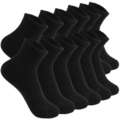 Image of Maxmoc 6 Pairs Black Socks Women, Breathable Wicking Black Ankle Socks, Women's Cushioned Athletic Sock, Trainer Sports Sock with Foot Support, for Women Men Sports Daily Use