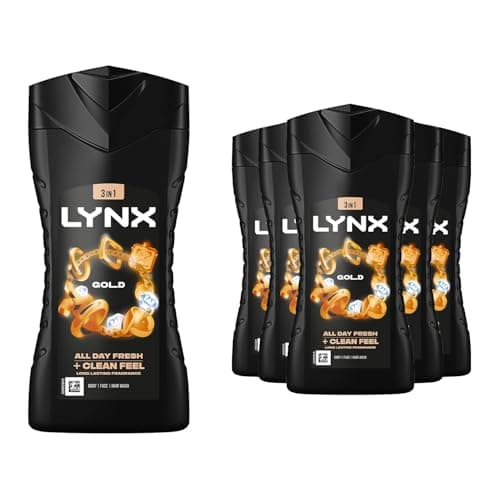 Image of 6 Pack of Lynx 12 Hour Refreshing Fragrance Gold Oud Wood and Vanilla Body wash with Plant-based Moisturisers & Dual Action Power, Keep Smelling Irresistible!