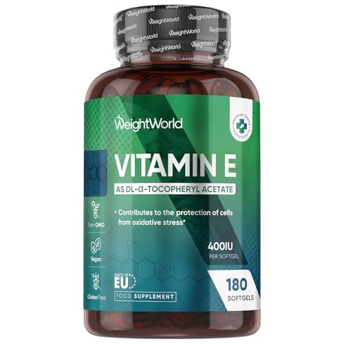 Image of WeightWorld Vitamin E 400IU (Advised Intake) | 180 Vegan Softgels | 6 Months Supply | Vitamin E Supplement | Natural Alpha Tocopheryl Acetate | Gluten-Free & Non-GMO | 1 Softgel a Day