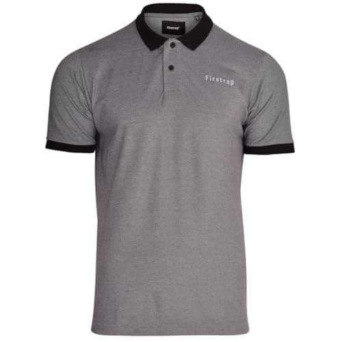 Image of Firetrap Mens Luxury Polo Shirt Collared Soft Cotton Button Up T Shirt Plain Summer Top Short Sleeved Jet Black S