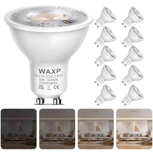 Image of Dimmable GU10 LED Spot Light Bulbs Warm White 5W, 3000K, 365lm, No Flickering, Energy Saving Light Bulbs, Equivalent 40-50W GU10 Halogen Spotlight Bulbs, 10 Pack