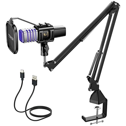 Image of TONOR RGB USB Microphone, Cardioid Condenser Computer Mic, for Conference, Gaming, Streaming, Podcast, Chatting, Compatible with Laptop, PC, 200 cm Cable, with Boom Arm, RGB, TC30S+