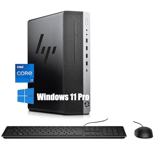 Image of HP EliteDesk 800 G3 SFF Desktop Computer PC, Intel Core i7-7700, 8GB RAM, 256GB SSD, WiFi, Bluetooth, US Keyboard QWERTY, Windows 11 Pro (Renewed)