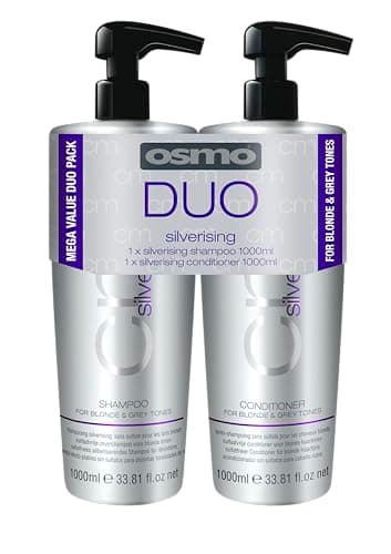 Image of Osmo Silver Shampoo and Conditioner Set for Blonde and Grey Hair - 2 x 1000ml – NO YELLOW INTENSIVE TONING PURPLE SHAMPOO and Silvering Colour Care Treatment Duo