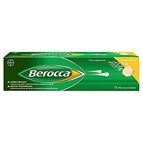 Image of Berocca Vitamin C Effervescent Tablets, with Magnesium, Vitamin B12 and Vitamin B Complex, Mango Flavour, 1 Pack of 15 Tablets - 2 Weeks Supply