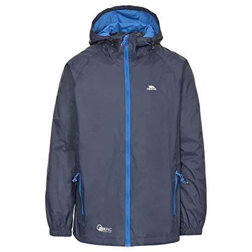 Image of Trespass Adults Waterproof Jacket Qikpac - Lightweight Packaway Raincoat, 2 Zip Pockets, Full Body Front Zip, Adjustable Hood, Storm Flap, Ventilated Back, Foldable Packs in Pouch
