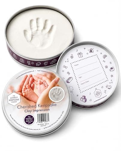 Image of Baby Footprint Kit & Handprint Kit with Air Drying Clay – Keepsake Tin for Tiny Prints – Baby Essentials Gifts for New Mums & New Parents – The Lovely Keepsake