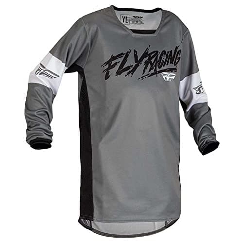 Image of Fly MX Jersey Kinetic Youth Khaos Grey/Black/White (YM)