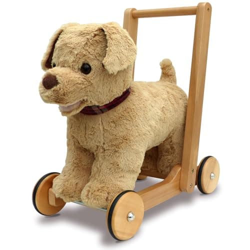Image of Little Bird Told Me - Dexter Dog Award Winning Baby Walker/Push Along/Ride On for Toddler 12+ Months Unisex - 2-in-1 Soft Toy on Wheels, Wooden Frame, Soft Plush Fabric - British Brand Since 2007