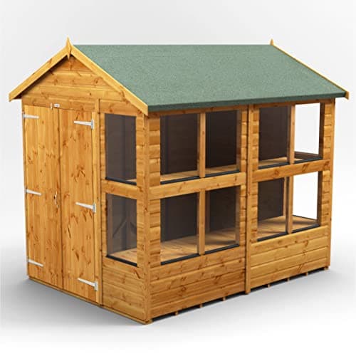 Image of Powersheds High Grade Premium Apex Potting Wooden Shed with Double Door, Security Features, PVC Window Sills, Door & Window Flexibility, made from Extra Thick Timber & Toughened Glass