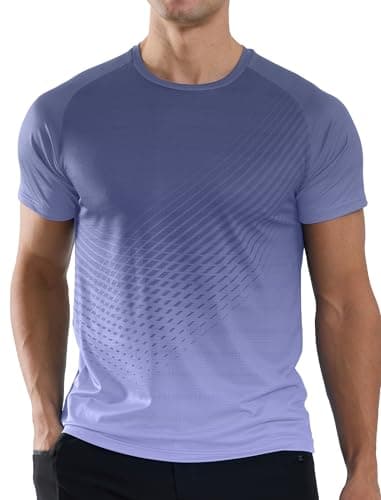 Image of Men’s T-Shirts Gym Running T Shirts for Men Moisture Wicking Athletic Sport Breathable Tops Quick Dry Short Sleeve Workout T-Shirt Purple 2XL