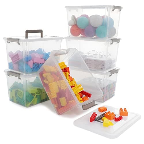 Image of Citylife 6Packs 5L Plastic Storage Boxes with Lids, Clear Stackable Storage Box with Handle, Collection Boxes for Organizing Toys, Snacks, Tools, 26 * 18 * 15CM