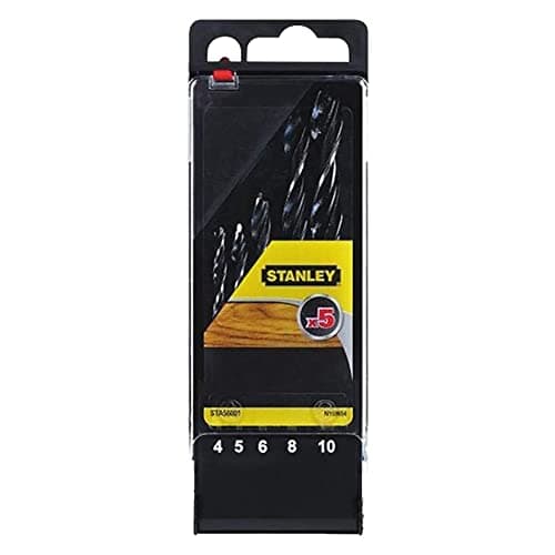 Image of STANLEY STA56001-QZ 5 Piece Bradpoint Wood Drill Bit Set, Includes 4mm, 5mm, 6mm, 8mm, 10mm
