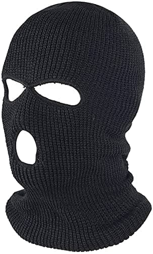 Image of CRAZY LIZARD 3 Hole Balaclavas Knitted Black Full Face Cover Ski Mask, Winter Masks Knitted Mens Balaclava Warm Beanie for Karting, Hiking and Outdoor Sports (Black, 1)