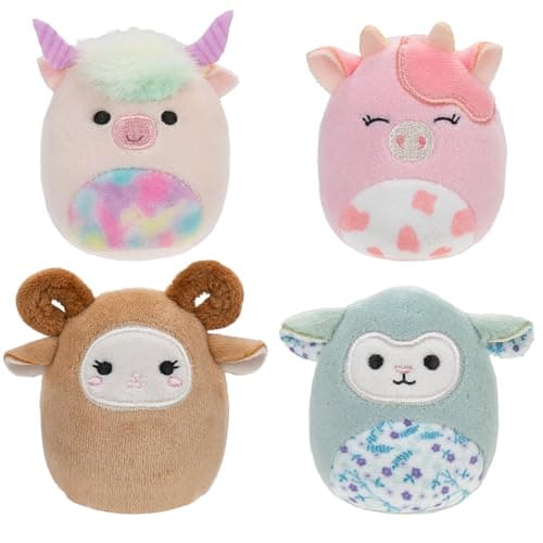 Image of Squishville by Original Squishmallows Barnyard Squad Plush - Four 2-inch Squishmallows Plush Including Dagnus, Reggie, Clay, and Relinda - Toys for Kids