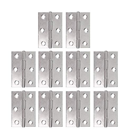 Image of Minnhua 10pcs Butt Hinges 50mm Hinges Small Hinges Stainless Steel Door Hinges Internal Cabinet Hinges Cupboard Hinges for Wood Box Crates Storage Doors Light Project DIY 6 Mounting Holes Silver