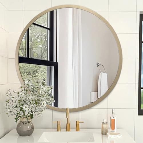 Image of AOAOPQ Mirror Wall for Bathroom Metal Brushed Frame Wall Mounted Home 60cm Mirror Living Room Entryway Bedroom Bronze